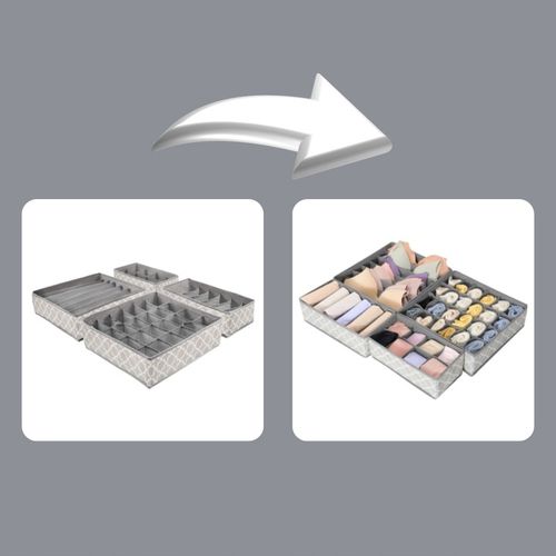 4x ORGANIZER NA BIELIZNĘ SKARPETKI UBRANIA DO SZUFLADY SZAFY ZESTAW na Arena.pl