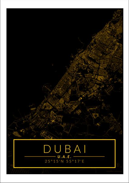 Dubai mapa złota - plakat 60x80 cm zdjęcie 1