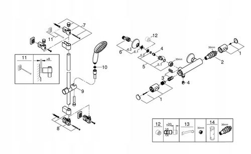 Zestaw prysznicowy GROHE Bateria Termostat Drążek Słuchawka Chrom 34800001 na Arena.pl