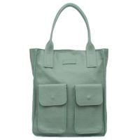 VERA PELLE torebka skórzana shopper na ramię z kieszeniami V516 j.zielona