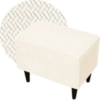 POKROWIEC NA PODNÓŻEK PUF ELASTYCZNY ŻAKARD JODEŁKA OEKO TEX KREMOWY