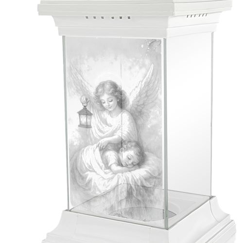 Znicz na Grób Dziecka dla Syna Córki Kapliczka Biały Witrażowy z Aniołem na Arena.pl