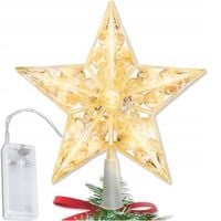 ŚWIECĄCA GWIAZDA NA CHOINKĘ CZUBEK OZDOBA LED 15 CM DEKORACJA ŚWIĄTECZNA