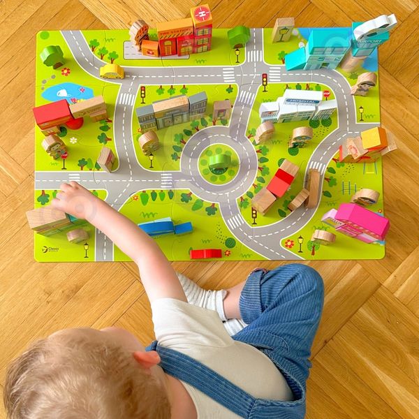 CLASSIC WORLD Drewniane Klocki Zbuduj Miasto 120 elementów zdjęcie 2