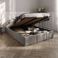 ŁÓŻKO 140x200 TAPICEROWANE Z POJEMNIKIEM + STELAŻ METALOWY PODNOSZONY