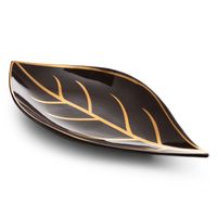 Patera dekoracyjna ceramiczna ALISMA 41x20x4 brązowa + złota