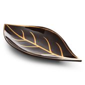 Patera dekoracyjna ceramiczna ALISMA 41x20x4 brązowa + złota