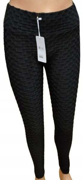 Spodnie damskie KARBOWANE black wysoki stan Push-Up S/M wyszczuplające zdjęcie 1