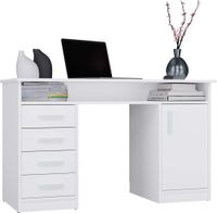 BIURKO ADA BIAŁE 125 Cm 4 Szuflady Szafka Półki Do Biura Pokoju Na Laptop