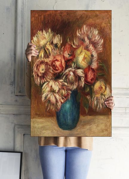 Flowers in a Green Vase, Pierre-Auguste Renoir - plakat 21x29,7 cm zdjęcie 2