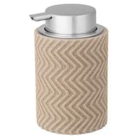 Dozownik do mydła polyresin beżowy mat srebrna pompka 450 ml tłoczony wzór