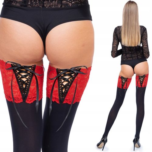 Pończochy Samonośne VELUR 100 den SZNUROWANE na Arena.pl