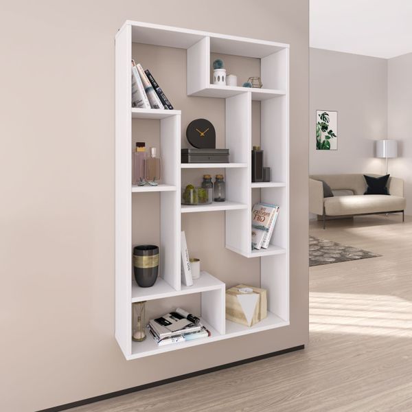 Regał ścienny podłogowy pionowy poziom kolor biały zdjęcie 3