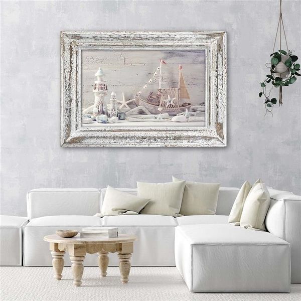 Emaga Obraz na płótnie, Pamiątki znad morza shabby chic - 60x40 zdjęcie 2