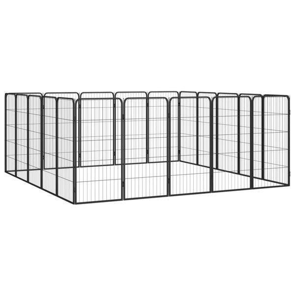 Kojec dla psa, 20 paneli, czarny, 50x100 cm, stal zdjęcie 3