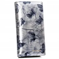 portfel damski skóra naturalna srebrny peterson