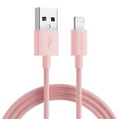 kabel przewód w oplocie do iphoneusb-a - lightning 2m pastel różowy