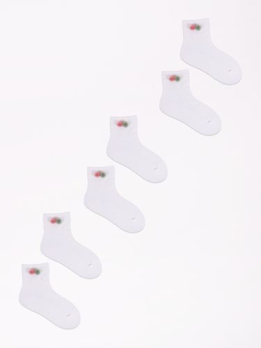 Skarpety dziewczęce z aplikacją 3D kolorowe pomponiki 3PAK 17-19 na Arena.pl