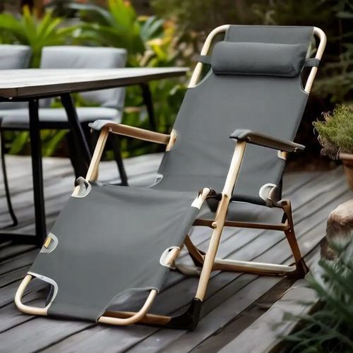 LEŻAK OGRODOWY szary regulowany LEŻAK TARASOWY na balkon ogród na Arena.pl