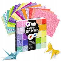 PAPIER DO ORIGAMI 15x15 cm 180 ARKUSZY 70g/m2 INSTRUKCJE KOLOROWY WE WZORY
