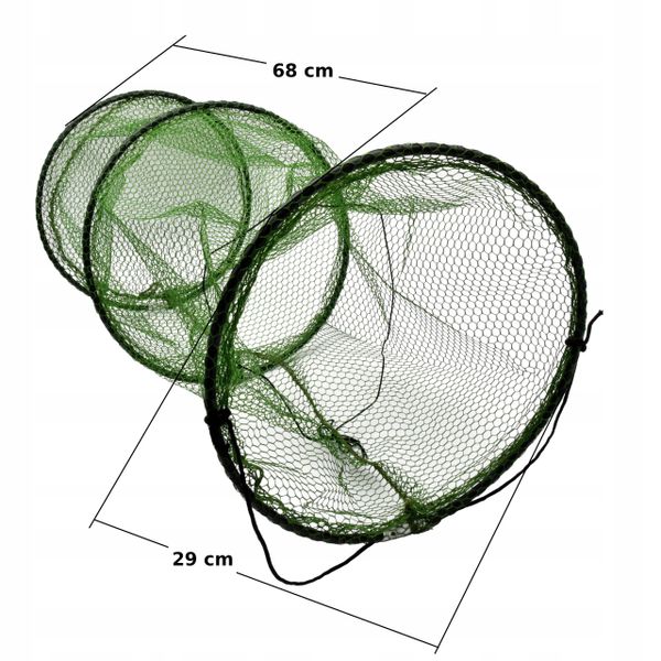 SIATKA na ryby wędkarska 3 obręcze 29 cm x 68 cm zdjęcie 2