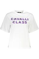 KOSZULKA Z KRÓTKIM RĘKAWEM CAVALLI CLASS DAMSKA BIAŁA XS EU