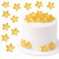 Kwiatki z opłatka MINI 2 cm Złote 15 szt - dekoracja tortów i babeczek
