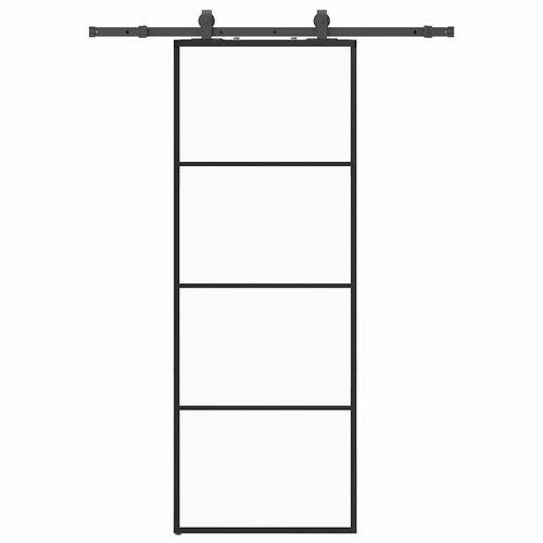 Drzwi przesuwne z zestawem okuć czarne 76x205 cm ESG szkło na Arena.pl