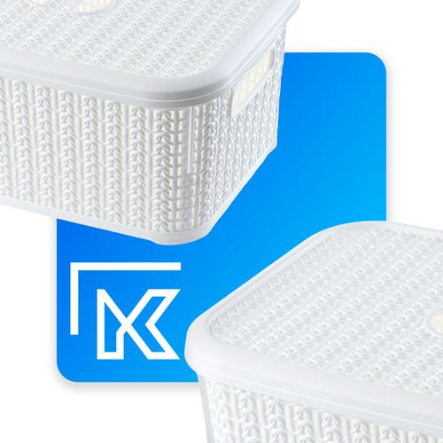 KADAX Koszyk Kosz 6L Pojemnik Z Pokrywą Biały 2szt na Arena.pl