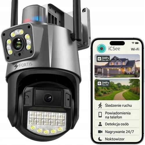 PODWÓJNA KAMERA IP 2W1 ZEWNĘTRZNA OBROTOWA WIFI 2x 3MPx FULL HD+ MONITORING na Arena.pl