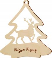DREWNIANA BOMBKA Z napisem LOGO nazwa firmy ozdoba na choinkę święta GRAWER