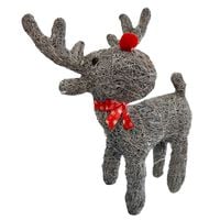 RENIFER ŚWIĄTECZNY LED DEKORACJA ŚWIECĄCA OZDOBA RATTANOWA FIGURKA 45 cm