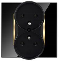 GNIAZDKO PODWÓJNE Z BOLCEM CZARNE ZŁOTE W RAMCE SZKLANEJ KONTAKT QUADRA