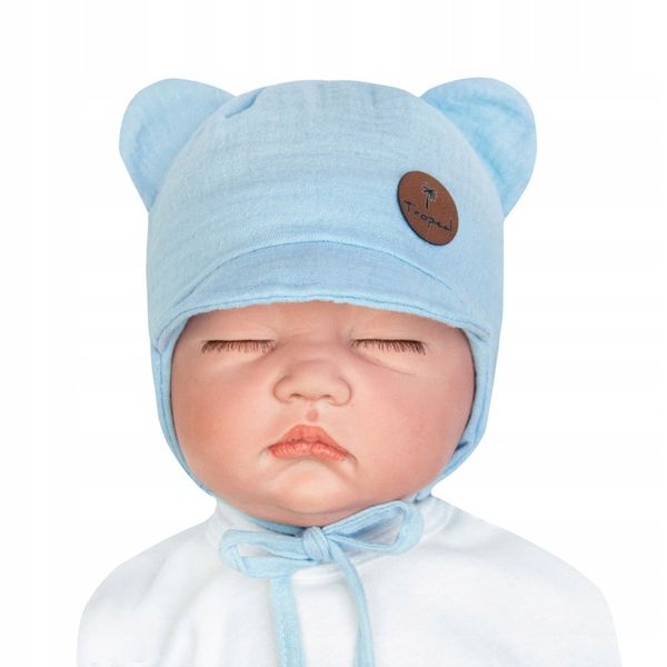 CZAPKA Z MUŚLINU letnia z daszkiem błękit 48-50 zdjęcie 5