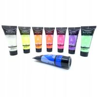 2 x Zestaw 8 farb akrylowych neonowych NEON świecące w UV PHOENIX 8x21ml