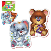 Piankowe Puzzle Królik I Niedźwiedź Edukacyjny Zestaw Roter Kafer Rk1101-04