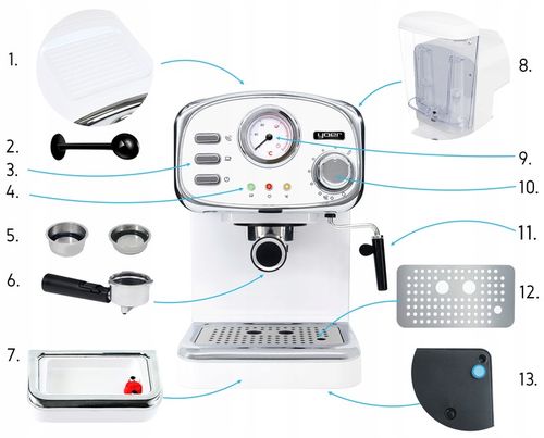 Kolbowy ekspres ciśnieniowy Yoer Breve 1100 W biały na Arena.pl