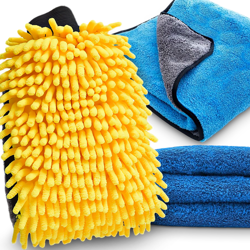 RĘKAWICA DO MYCIA + K2 RĘCZNIK DO OSUSZANIA SAMOCHODU Z GRUBEJ MIKROFIBRY na Arena.pl