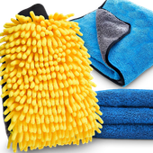 RĘKAWICA DO MYCIA + K2 RĘCZNIK DO OSUSZANIA SAMOCHODU Z GRUBEJ MIKROFIBRY