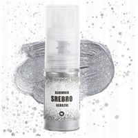 BARWNIK SPOŻYWCZY SREBRNY W SPRAYU BROKAT PYŁEK Z POMPKĄ JADALNY