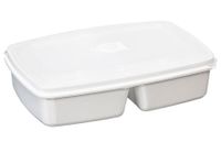 Pojemnik do mikrofalówki żywności podwójny dzielony MICRO 2,5 l 2500 ml Micro Top Box biały