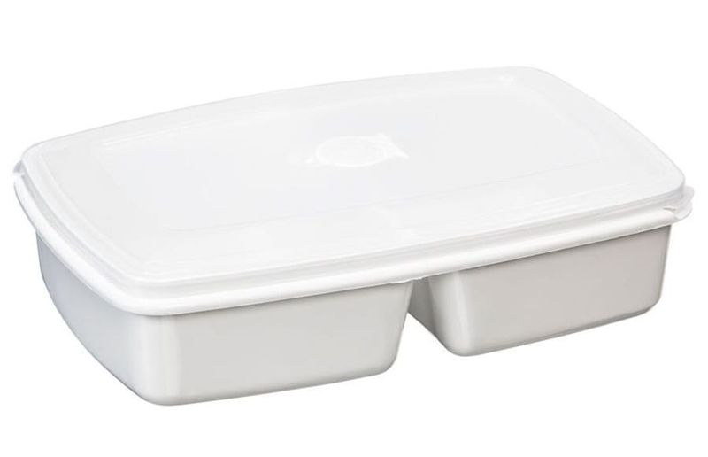 Pojemnik do mikrofalówki żywności podwójny dzielony MICRO 2,5 l 2500 ml Micro Top Box biały zdjęcie 1