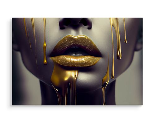 Obraz Ścienny Do Salonu TWARZ Kobiety Złote Usta Abstrakcja Efekt 3D 40cm x 30cm na Arena.pl