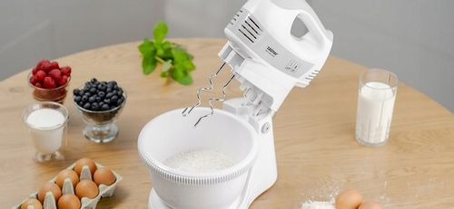 MIKSER RĘCZNY ZHM 2459S Z MISĄ 700W BIAŁY 4 KOŃCÓWKI ROBOT KUCHENNY na Arena.pl