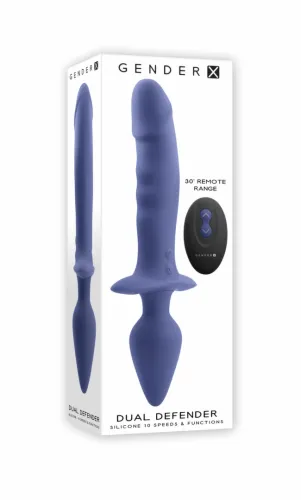 gender x dual defender silikonowy wibrator dwustronny 26 cm z pilotem na Arena.pl