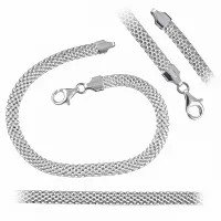 KLASYCZNY ELEGANCKI KOMPLET BRANSOLETA 22CM ŁAŃCUSZEK 42CM BISMARCK 5MM