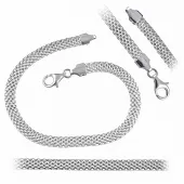 KLASYCZNY ELEGANCKI KOMPLET BRANSOLETA 22CM ŁAŃCUSZEK 50CM BISMARCK 5MM