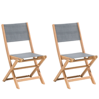 Zestaw 2 krzeseł ogrodowych drewniany jasny z szarym CESANA
