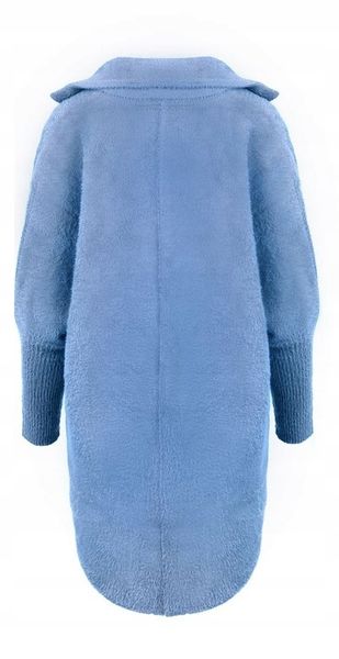 PŁASZCZ ALPAKA KOŁNIERZ WEŁNA KOLOR BABY BLUE zdjęcie 3