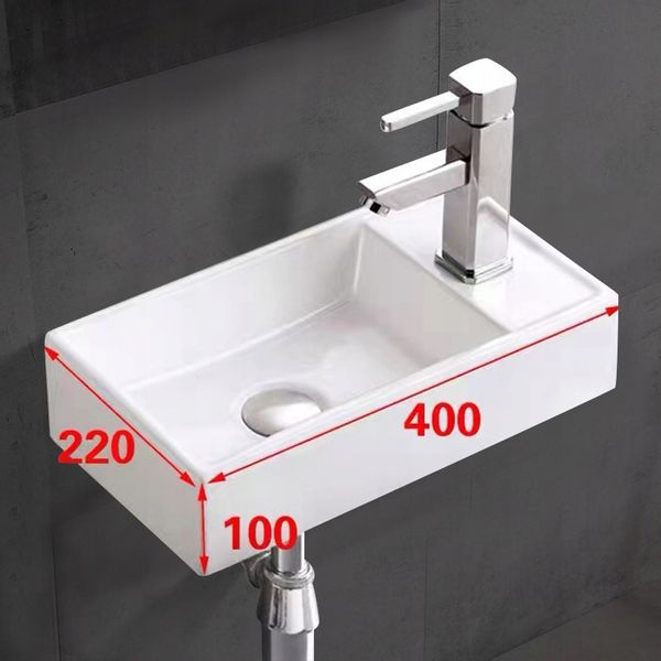 PROSTOKĄTNA ELEGANCKA UMYWALKA NABLATOWA CERAMICZNA BIAŁA Z POŁYSKIEM zdjęcie 6